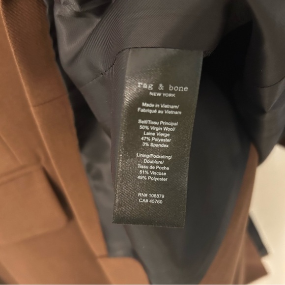 rag & bone Roxanne Wool Blend Blazer in Dark Brown Size 4 - Picture 8 of 9